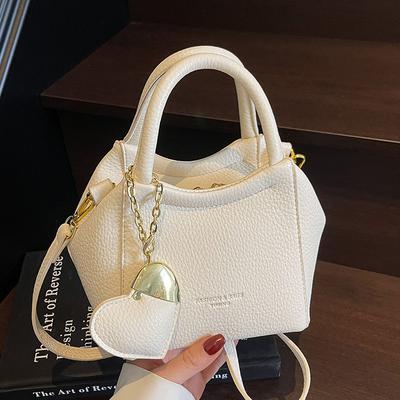 Fashion and Popular Korean Simple Style Texture Portable Small Square Bag Women's Leisure Commuting Versatile Solid Color Shoulder Messenger Bag