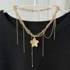 Ingemark Bohemia Gold Color Flower Pendant Necklace Women Creative Multi-Layer Metal Tassel Choker Chain Versatile Jewelry Gifts