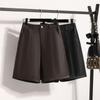 DIMANAF Plus Size 2025 Women Shorts Pants Loose Basic Casual Short Pants Elastic Waist PU Fashion Lady