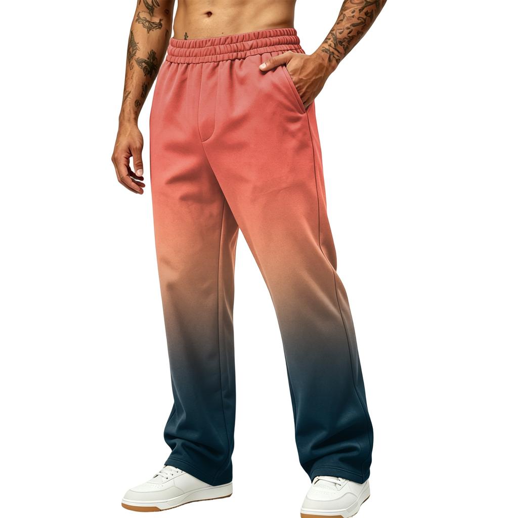 Men's Printed Wide Leg Jogger Sweatpants with Pockets for Casual Athletic Wear