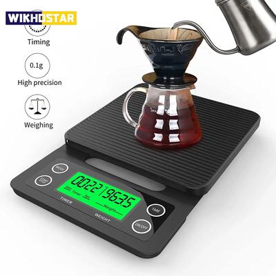 5kg/0.1g Black Electronic Digital Kitchen Scale Portable Drip Coffee Scale With Timer High Precision LCD Electronic Scales