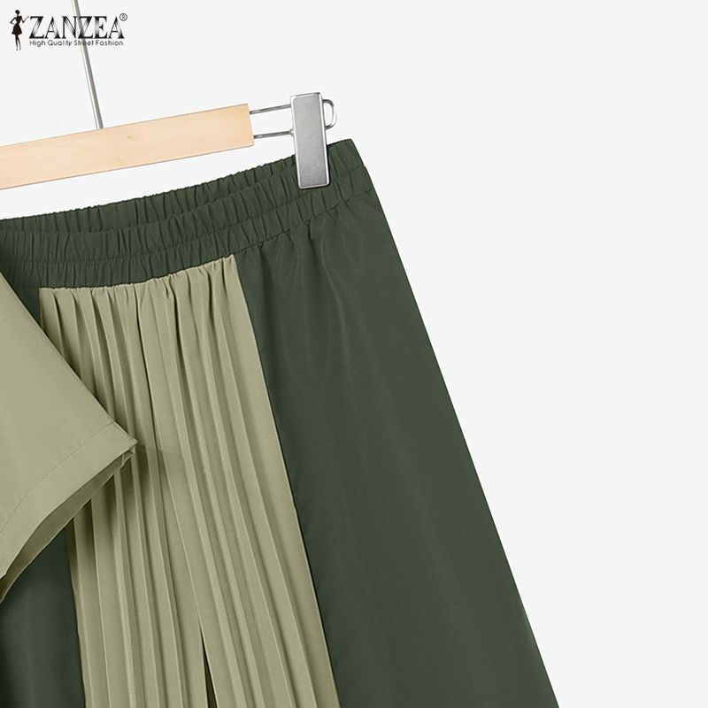 ZANZEA Women Half Sleeve Blouse and Loose Wide Leg Pants Casual Two Piece Suit Sets