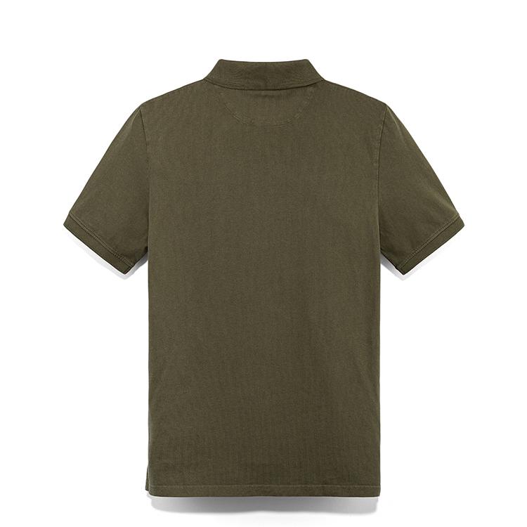 Timberland Solid Color Vintage Casual Breathable Short Sleeve Polo Shirt Men Tops Army-Green A6R29A58