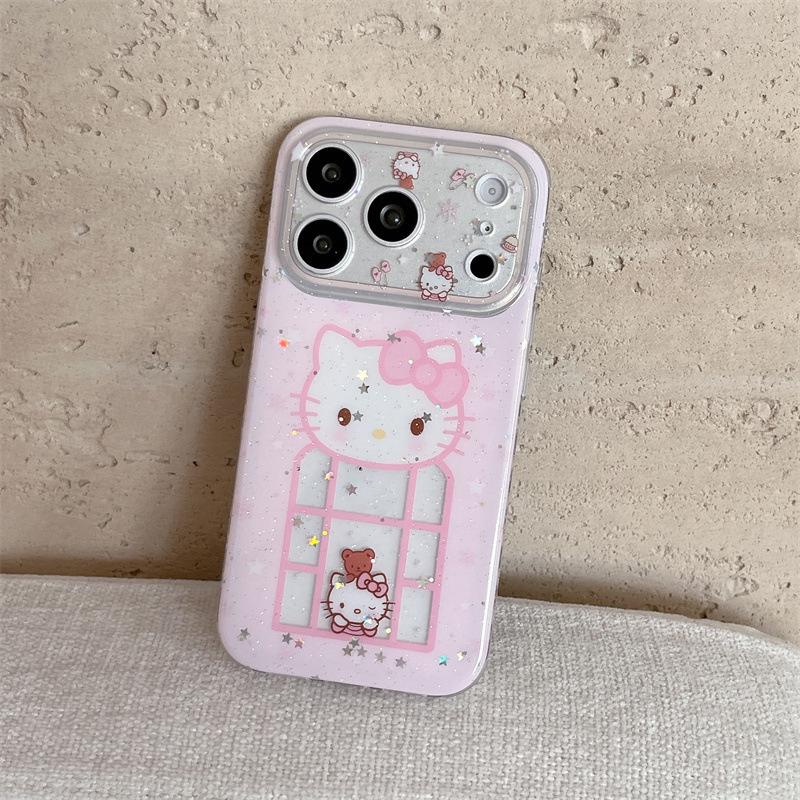 Glitter Kitty Bear iPhone Case for 17 Pro Max/16/15/14