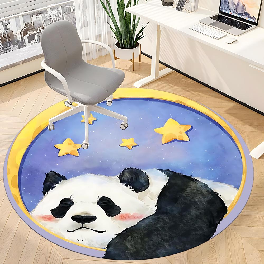 1pc Panda Moon Office Round Area Rug, Indoor Mat Suitable ForOffice, Under Office Chairs Bedroom Living Room Home Decor, Room Decot137