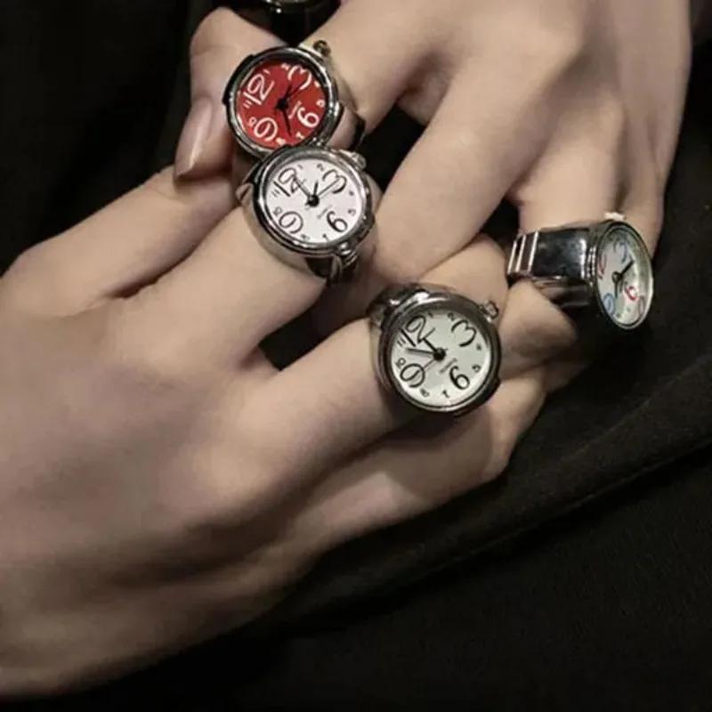 1 Pc Women Men Fashion Mini Ring Watch Vintage Personalized Quartz Finger Watch Rings Jewelry Gifts Accessories