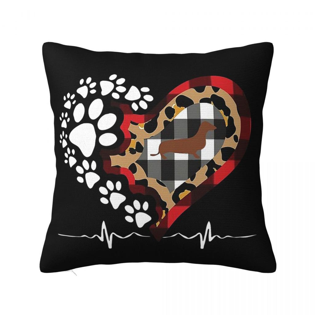 Dachshund Valentines Day Pillow Covers Polyester Home Dogs Animal Cushion Cover Cool Decorative Pillow Cover 4545