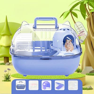 Transparent Cover Hamster Carrier Box Double Layer Large Space Travel Hamster Cage Detachable Handheld Hamster Habitat