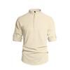 Men's New Style Shirt - Men's Solid Color Collar Long-Sleeved Cotton-Linen Shirt - Large Size - Fashionable Casual Shirt for Men
