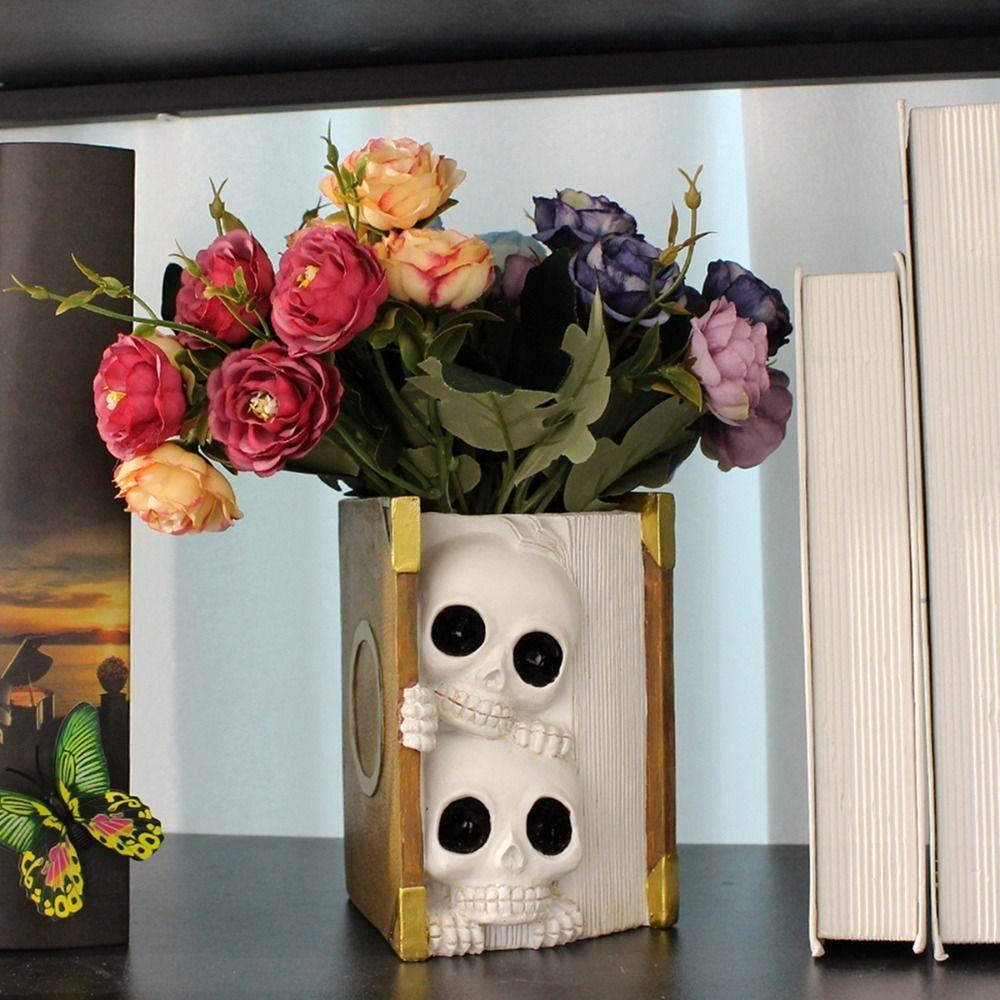 

Funny Halloween Skull Pots Resin Plants Succulent Planter Outdoor Garden Decorations