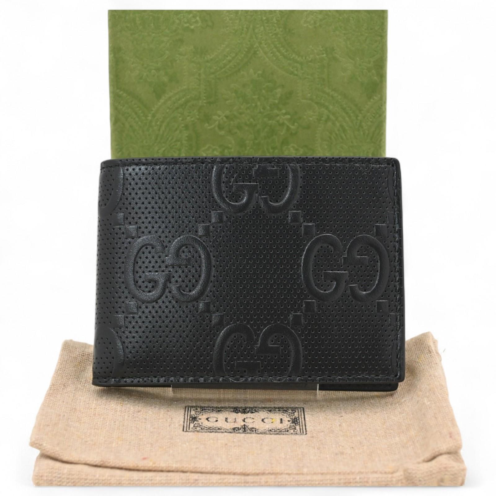 

Auth GUCCI GG Embossed Bifold Wallet Leather Black 625559 gu9923ss