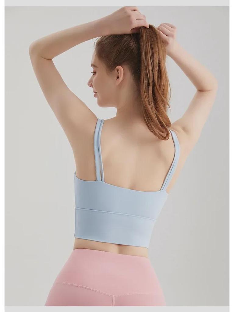 LAHN Women's Shockproof Sports Bra with Pleated Mesh Front for Running and Yoga