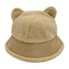 Ear Bear Winter Fisherman Hat Windproof  Warmth Plush Bucket Cap Outdoor Gift