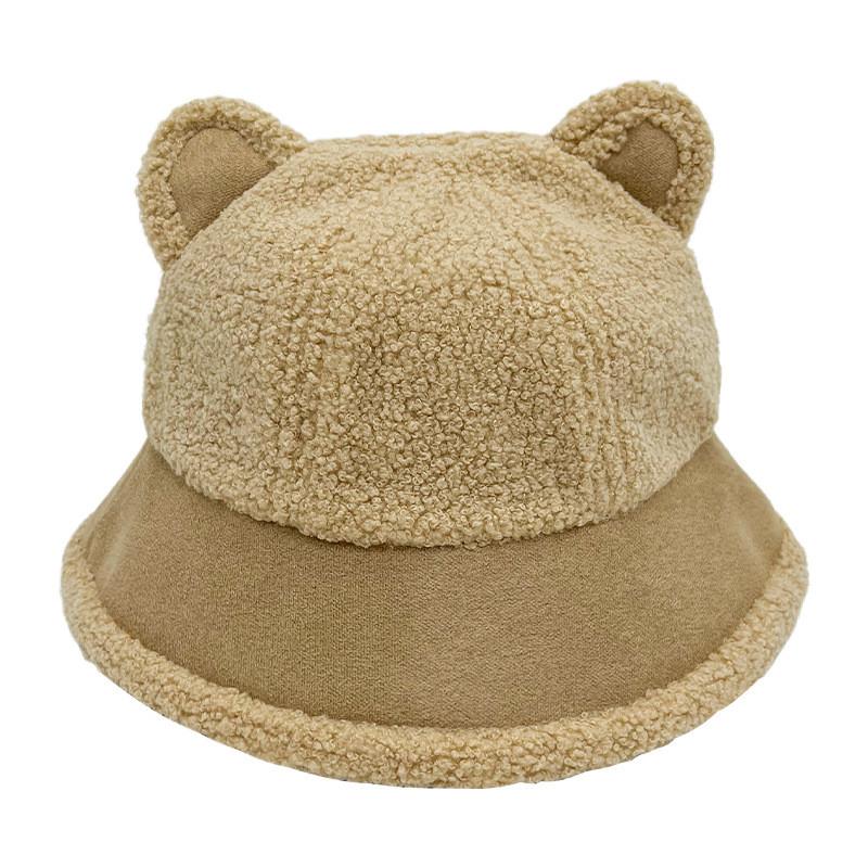 Ear Bear Winter Fisherman Hat Windproof  Warmth Plush Bucket Cap Outdoor Gift