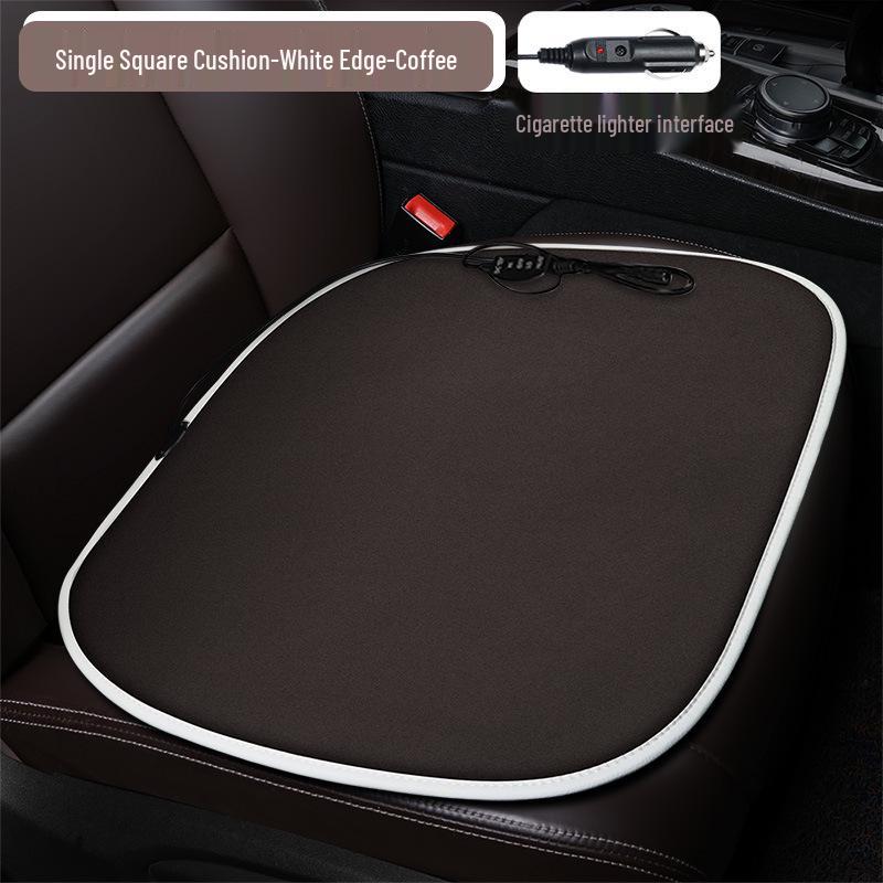 Plaid Heated Car Seat Cushion for All Seasons - Single Seat Interior Accessory.