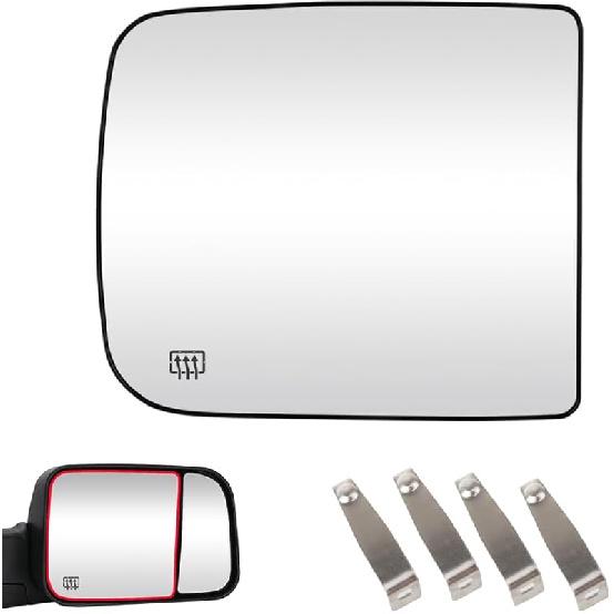 Senzeal Driver Side Tow Mirror Glass Heated Tow Mirrors Replacement For Dodge Ram 1500 2500 3500 4500 5500 2009- Convex Mirror With Rear Holder