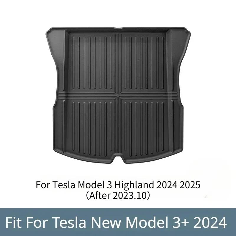 Floor Trunk Mats for Tesla New Model 3 Highland 2024 TPE Waterproof Wear-resistant Foot Pad Car Front Rear Trunk Mat Accessories Trunk Mat