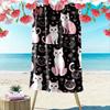 Whimsical Pink Feline Charm Print Beach Towel, Quick Drying, Suitable for Travel, Outdoor Sports, Jogging, the Beach and Swimming, Gift