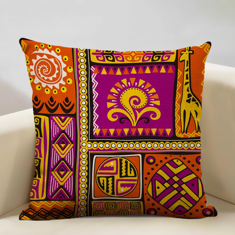 African Oil Painting Cushion Cover Dancing Girl Art Painting Sofa Decorative Pillowcase Home Living Room Pillow Cover 45x45cm