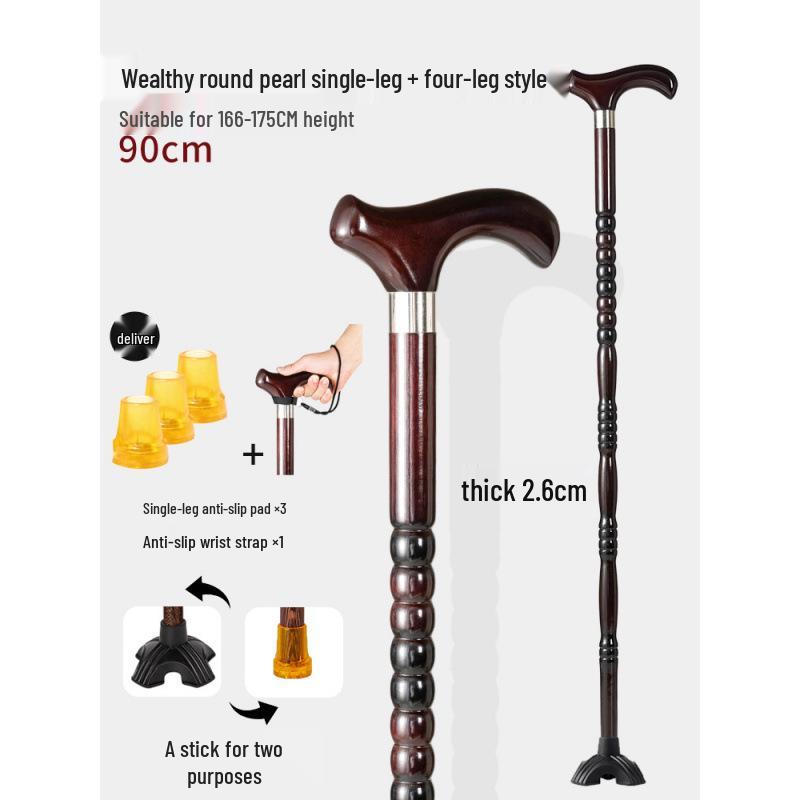 Älterer Drachenkopf Vierbeiniger Holzspazierstock, Rutschfeste & Leichte Krücke