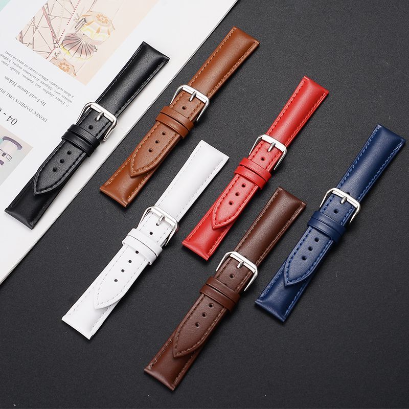18mm 20mm 22mm Leather Watch Strap Genuine Leather Watch Band Universal Pin Buckle Watch Accessories Cowhide Waterproof Strap Accessories