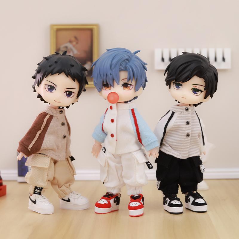 OB11 Baby Clothes Baseball Uniform Letter Overalls Suit Coat Fashion Pants For Obitsu11 YMY Body 1/12 BJD Doll