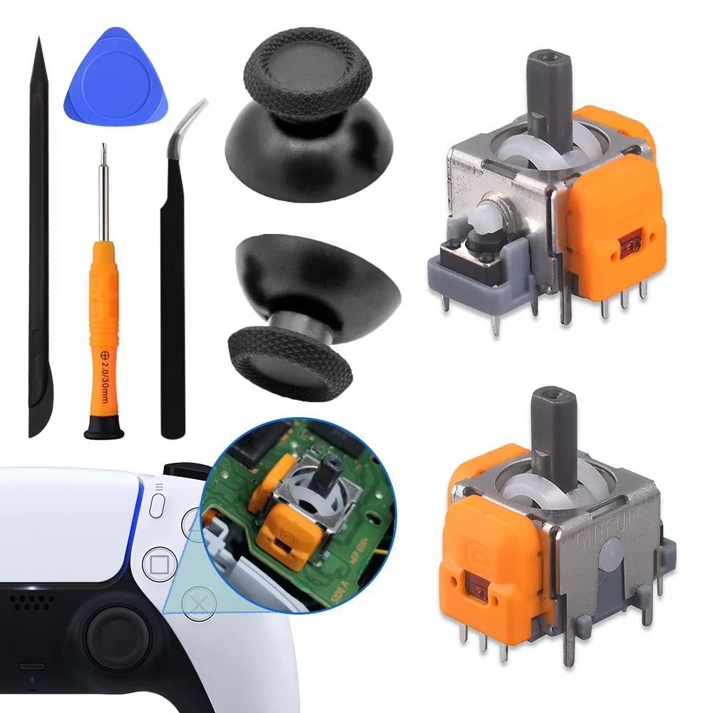 Hall Effect Joysticks for Sony PlayStation 5, 3D Analog Joysticks Replacement for PS5 Controller with Thumbsticks Repair Kit 1 SET Thumbsticks