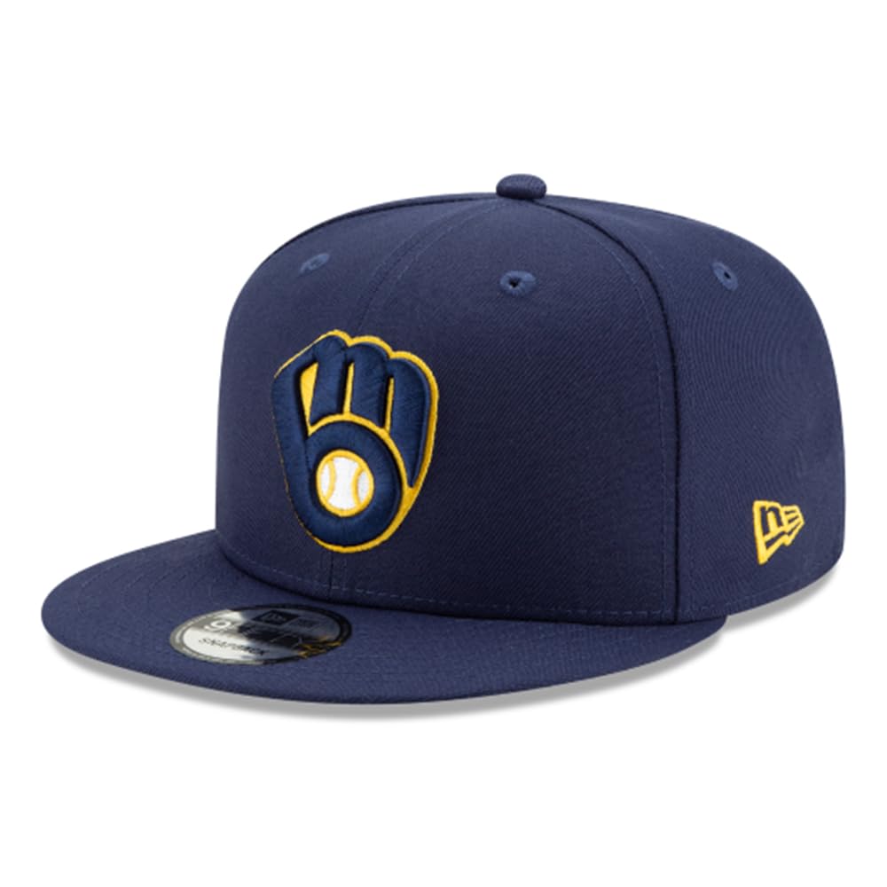 New Era Milwaukee Brewers 9Fifty Snapback Hat Brewers Basic Snapback Old School Brewers Navy Cap,