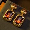 Vintage Geometric Sugar Crystal Earrings With Palace Style Elegant Temperament High Grade