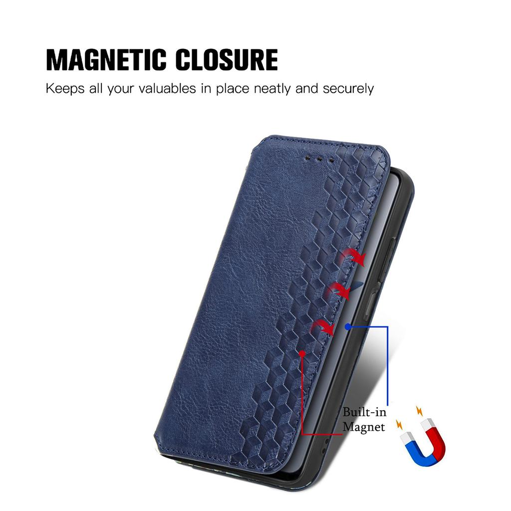 For Xiaomi Redmi Note 14 5G PU Leather Case Rhombus Imprint Wallet Stand Phone Cover
