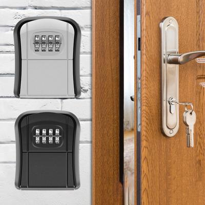 Metall Schlüsselkasten Wandmontiert Schlüsselsafe 4-stelliger Passwortcode Aluminiumlegierung Sicherheitsschloss Kein Schlüssel Outdoor Sicherheitsaufbewahrungsbox