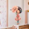 Self-adhesive Wall Stickers Cartoon Girl with Flowers for Kids Room Bedroom Living Room Home Decor