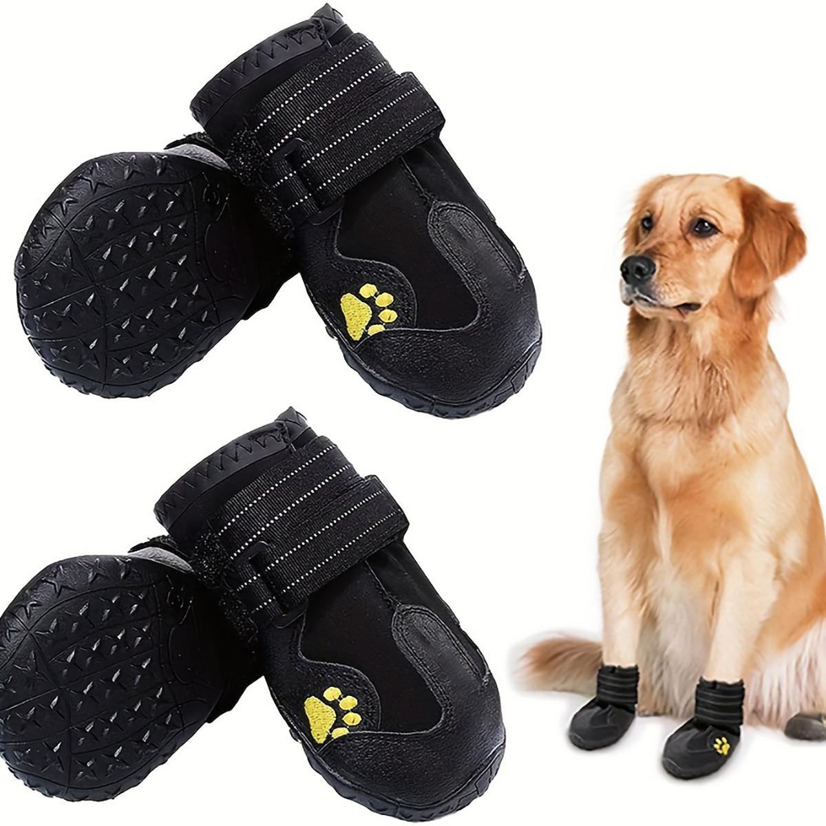 

Комплект из 4-х всесезонных водонепроницаемых сапог для собак — нескользящие, светоотражающие защитные накладки на лапы для крупных и мелких пород | Отлично подходит для прогулок по снегу, дождю и по горячим тротуарам