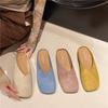 Fashion Baotou semi-topless women's 2025 Spring and autumn new versatile and simple one-foot comfortable Muller square toe flat shoes
