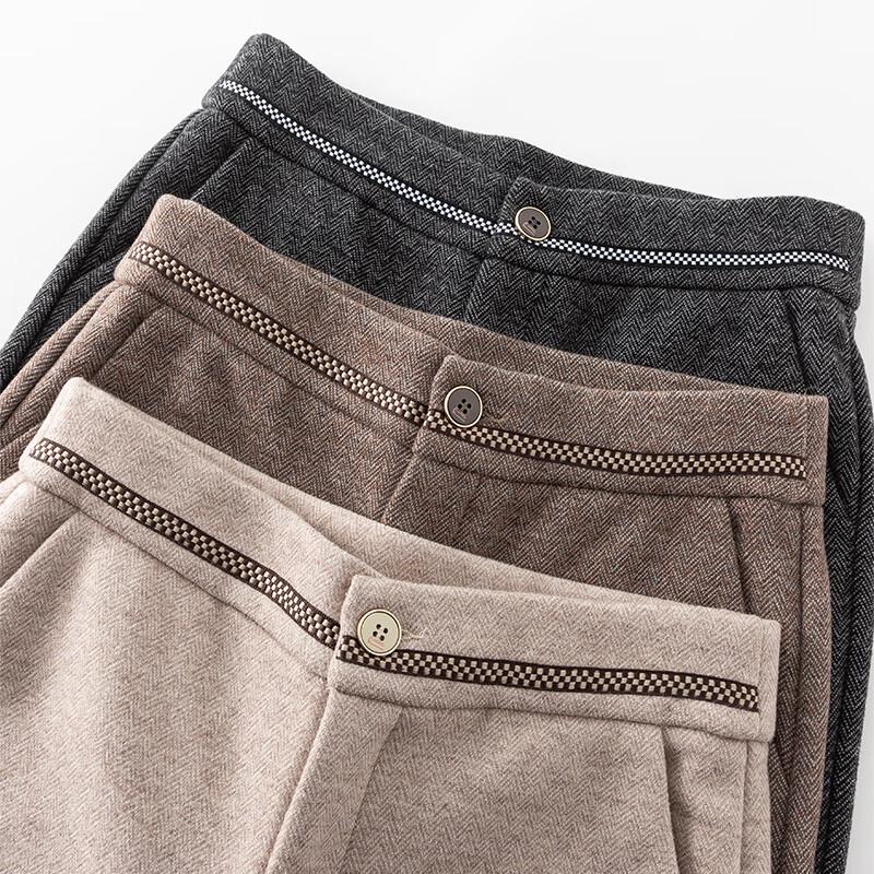 Fanzhen Women's 2024 A/W Herringbone Wide-Leg Wool Blend Pants