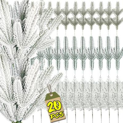 1/20PCS Christmas Pine Needle Branches Artificial Pine Needles Fake Plants Xmas Tree Wreath Decorations for Home New Year Gifts
