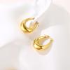 Elegant Oval Metal Hoops: European Retro Stainless Steel Earrings for Women