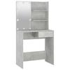 Makeup Table Set with LED Lighting Concrete Grey Wood Based Material