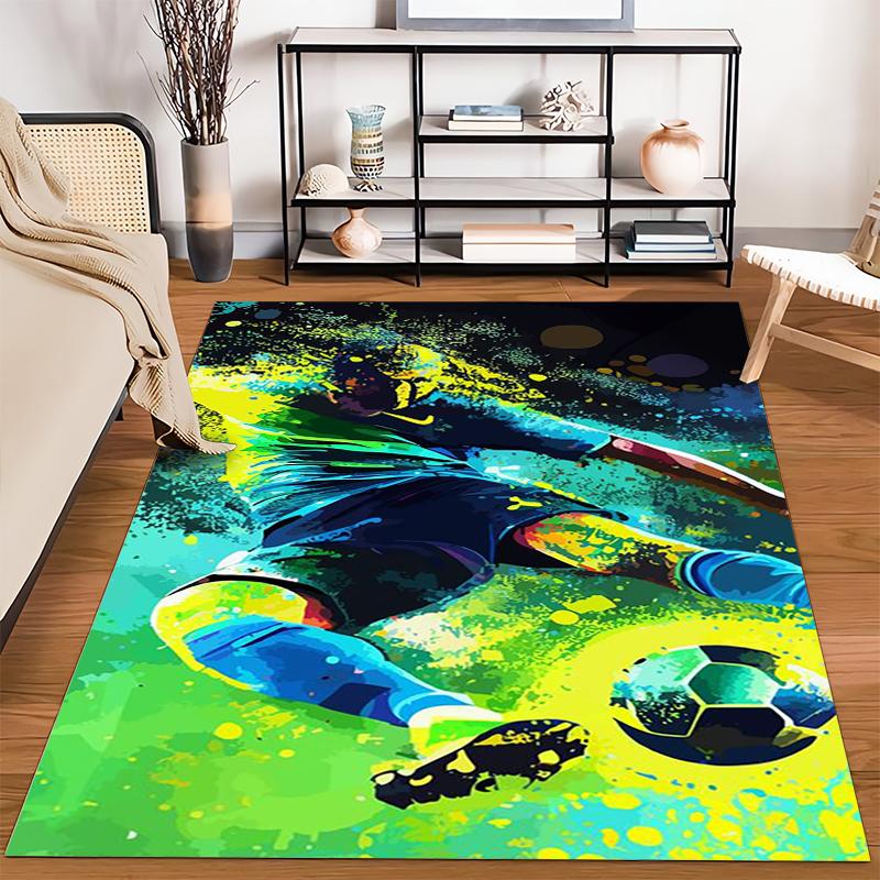 Colorful Soccer Player Printed Carpet for Kids' Room Decorative Mat Suitable for use as an anti-slip for living room bedroom sofas