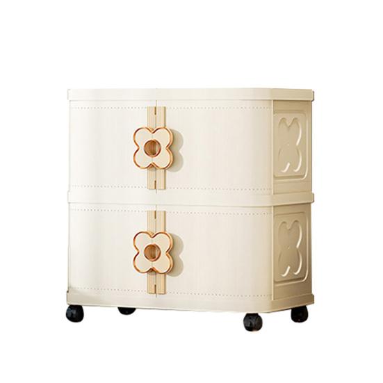 Yousheng Stackable Storage Bins Foldable Storage Boxes Collapsible Storage Bins with Doors And Wheels Rolling Multi-tier Folding Cabinet for Home