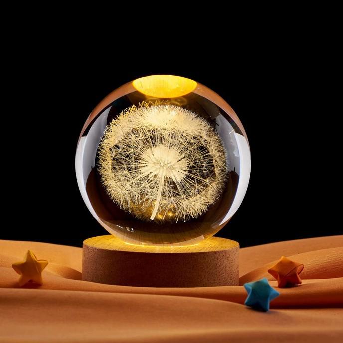 Dandelion Crystal Ball Night Light - Unique Gift for Girls' Birthdays & New Year Ornaments