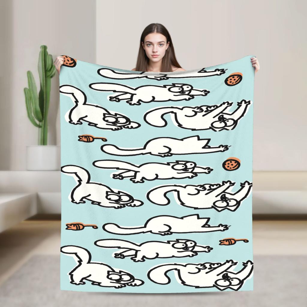 Simons Cat Cute Animal Anime Blanket Quality Warm Soft  Bedding Throws Winter Kids Outdoor Print Bedspread