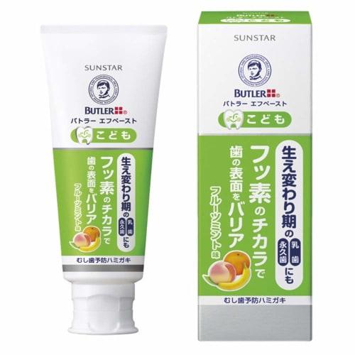 BUTLER F-Paste Children's Toothpaste with Fluoride, Cavity Prevention, Fruit Mint Flavor, Sunstar, 70g