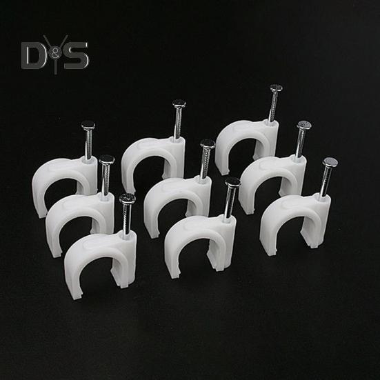 100 Stück Feste Clips Einfache Installation Runde Nagelclips Hochfeste Metallstahlnägel U-förmiger Schnappverschluss Zubehör für die Hausverkabelung