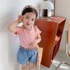 Korean Style Girls' Candy Color Ruffle Edge Sleeveless Lace T-Shirt for Summer