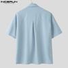INCERUN Oversized Men Shirts Lapel Short Sleeve Cartoon Print Casual Tops