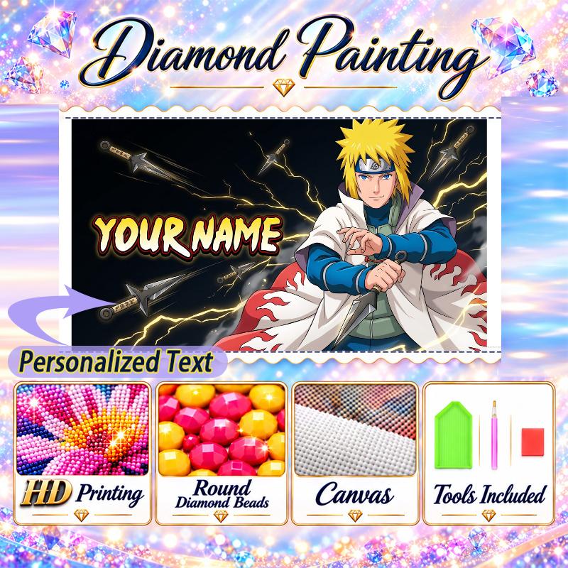 Personalized Minato Namikaze Diamond Art Custom Name 5D Diamond Painting Full Drill DIY Craft