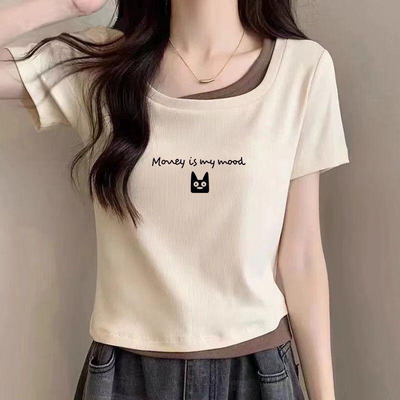 2025 New Stylish Short Sleeve Cotton Two-Piece T-shirt - Summer Versatile Design