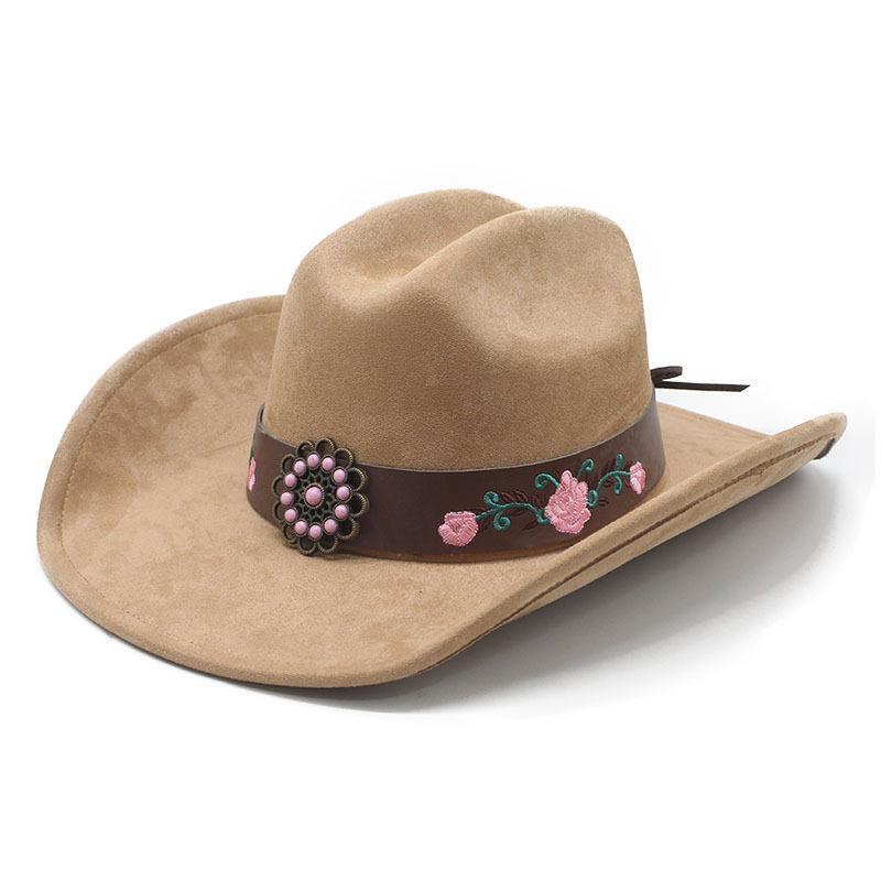 Cappello da Cowboy Occidentale da Donna Autunno e Inverno Cappello a Cilindro in Pelle Scamosciata Britannica Moda Cappello di Feltro