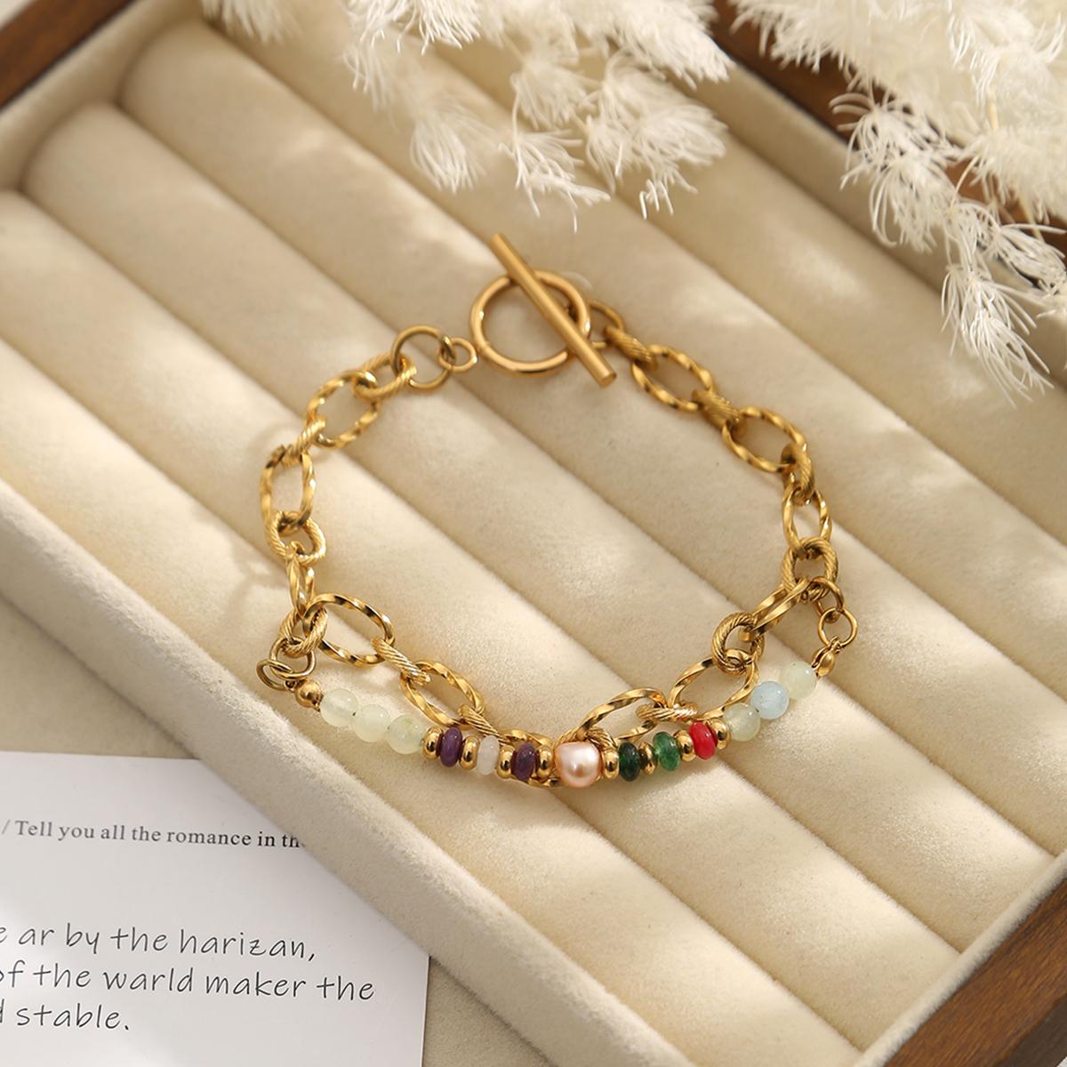 

Fashion Bohemian Stone Bracelet Stainless Steel Necklace for Woman Gift